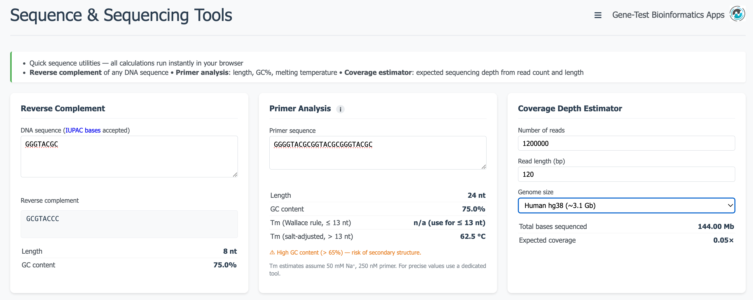 Sequence and Sequencing Tools screenshot